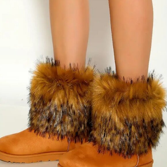 Tan Warm Faux Fur Cozy Bootie - Picture 2 of 6